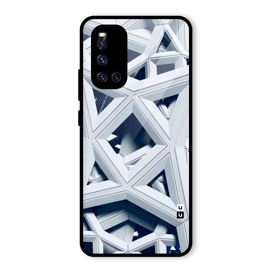 Abstract White Lines Glass Back Case for Vivo V19