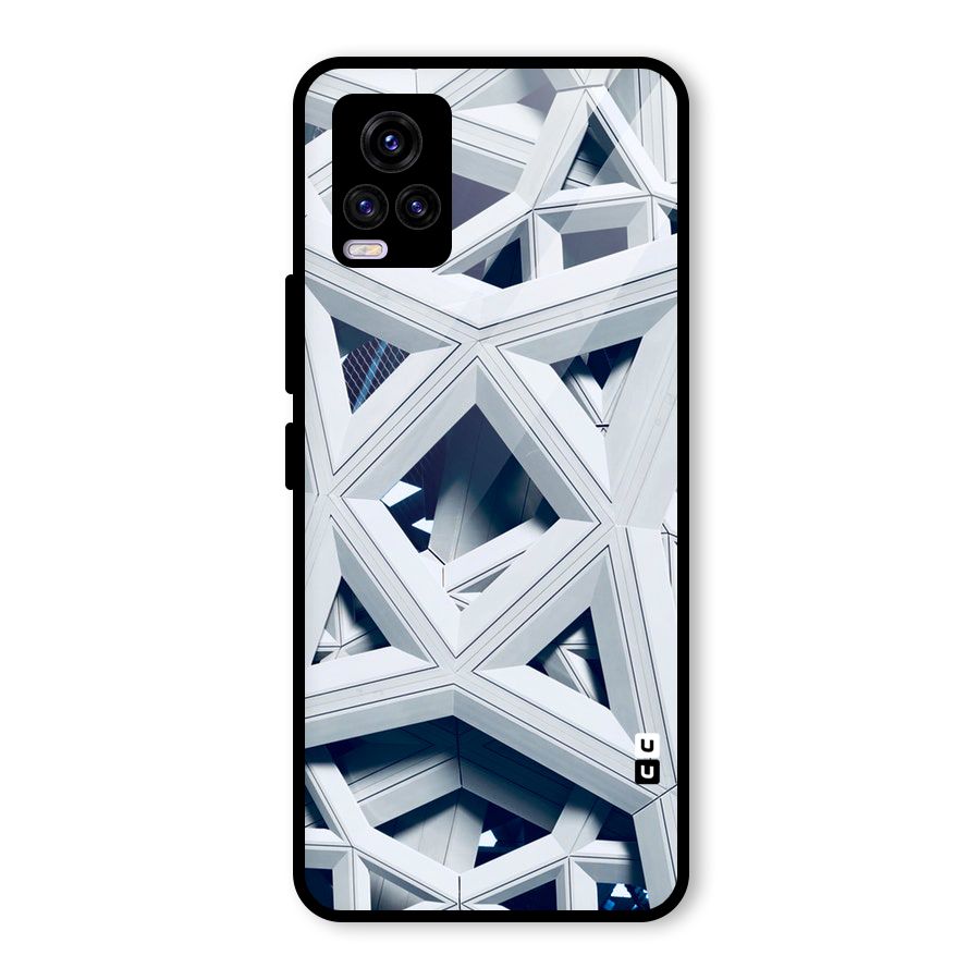 Abstract White Lines Glass Back Case for Vivo V20
