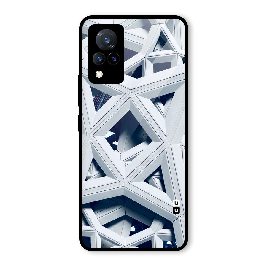 Abstract White Lines Glass Back Case for Vivo V21 5G