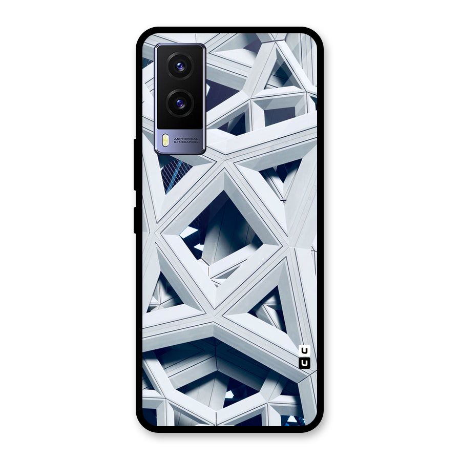 Abstract White Lines Glass Back Case for Vivo V21e 5G