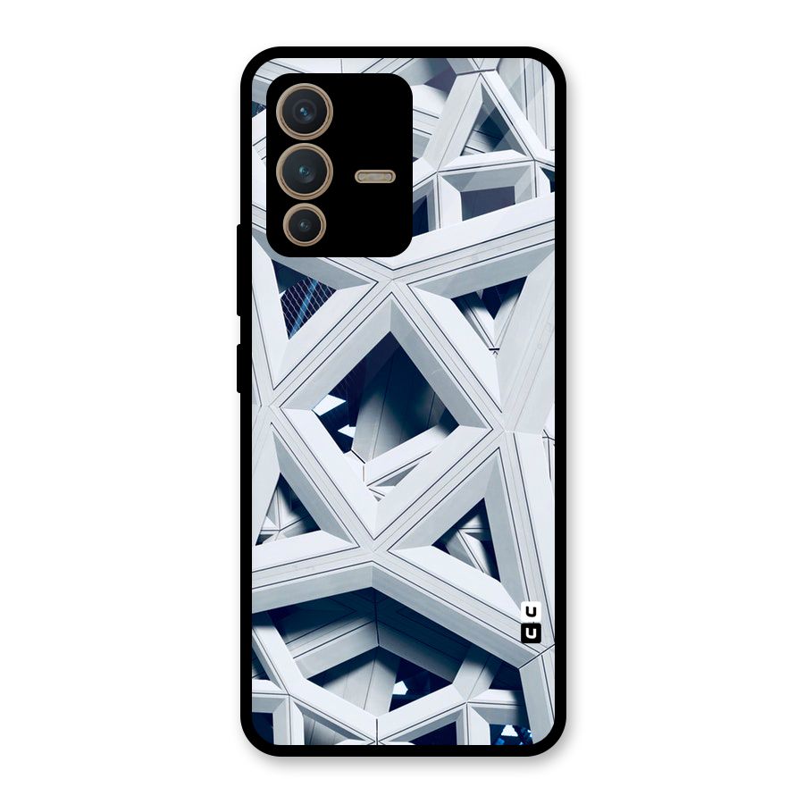 Abstract White Lines Glass Back Case for Vivo V23 5G