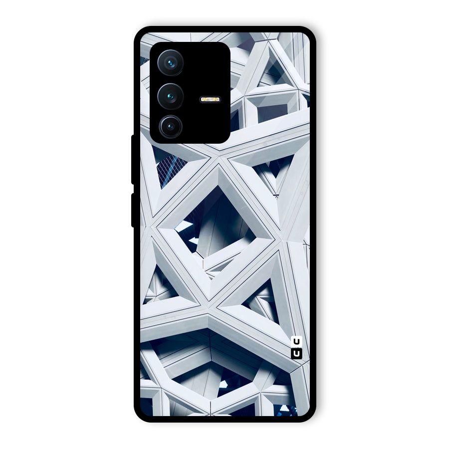 Abstract White Lines Glass Back Case for Vivo V23 Pro