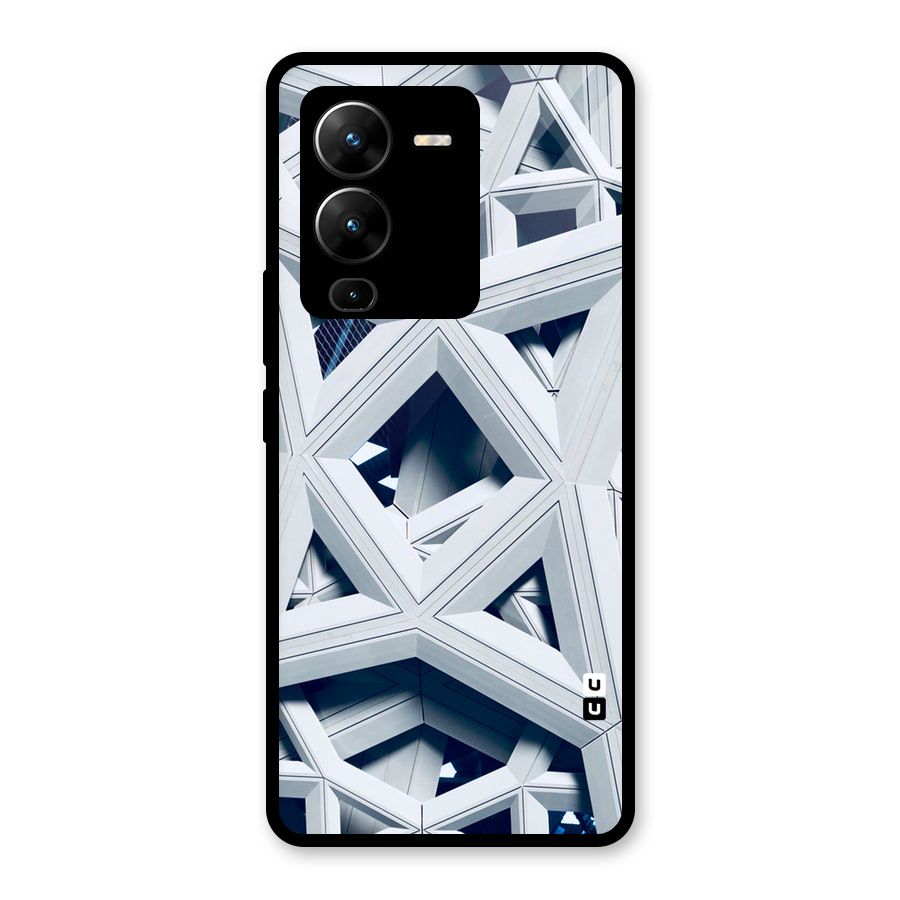 Abstract White Lines Glass Back Case for Vivo V25 Pro
