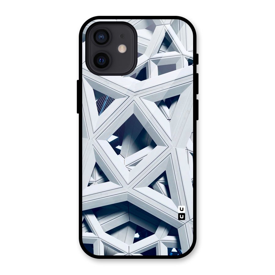 Abstract White Lines Glass Back Case for iPhone 12