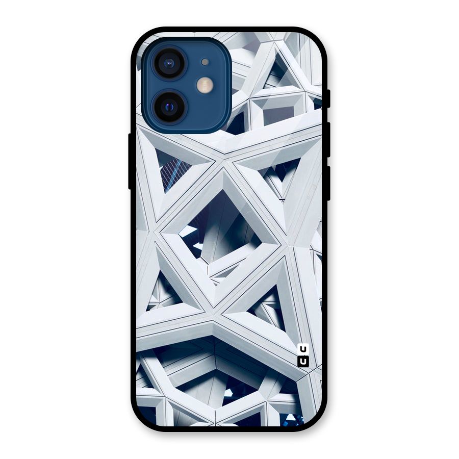 Abstract White Lines Glass Back Case for iPhone 12 Mini