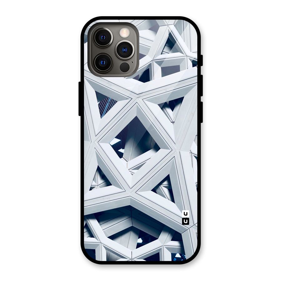 Abstract White Lines Glass Back Case for iPhone 12 Pro