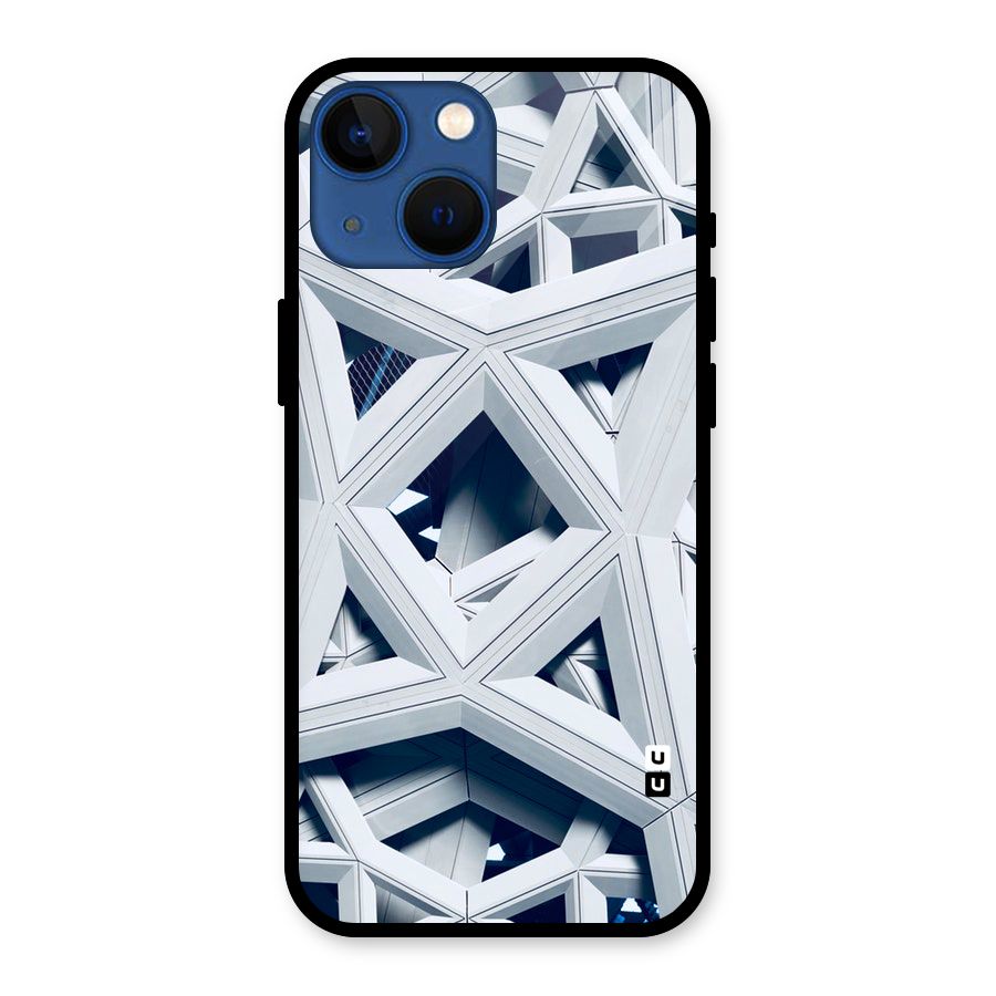 Abstract White Lines Glass Back Case for iPhone 13 Mini