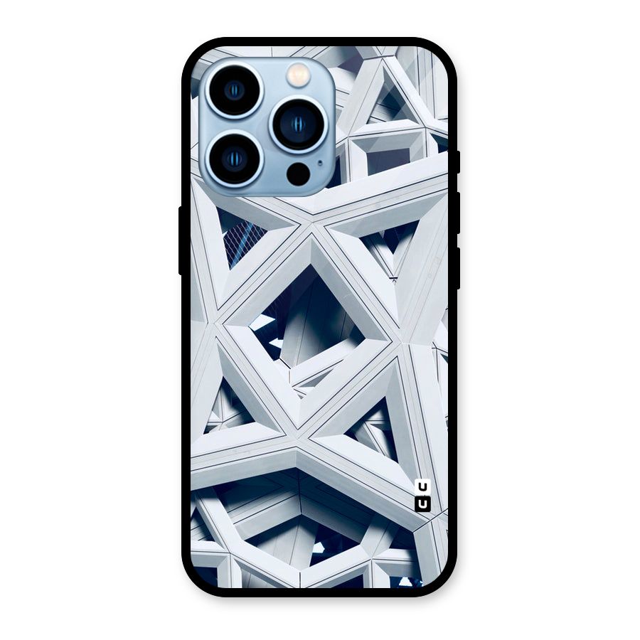 Abstract White Lines Glass Back Case for iPhone 13 Pro
