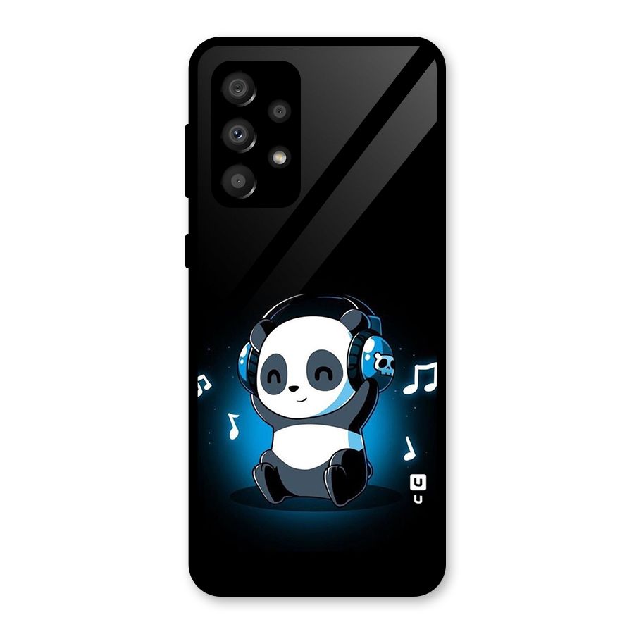 Adorable Panda Enjoying Music Glass Back Case for Galaxy A32