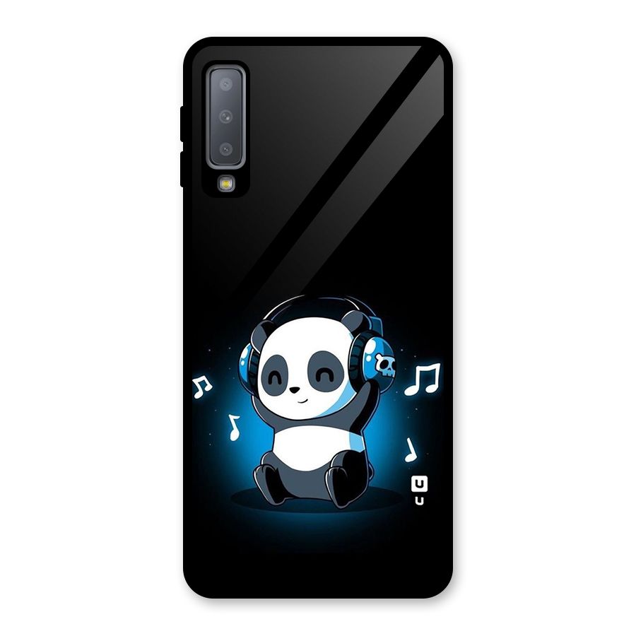 Adorable Panda Enjoying Music Glass Back Case for Galaxy A7 (2018)
