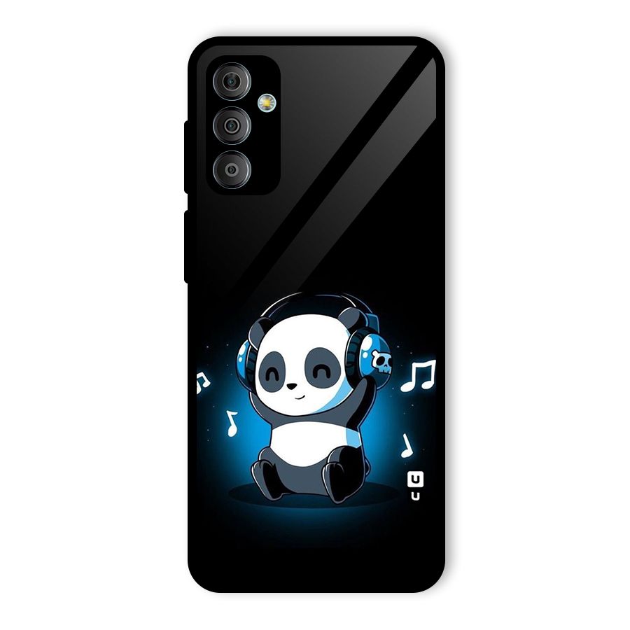 Adorable Panda Enjoying Music Glass Back Case for Galaxy F23