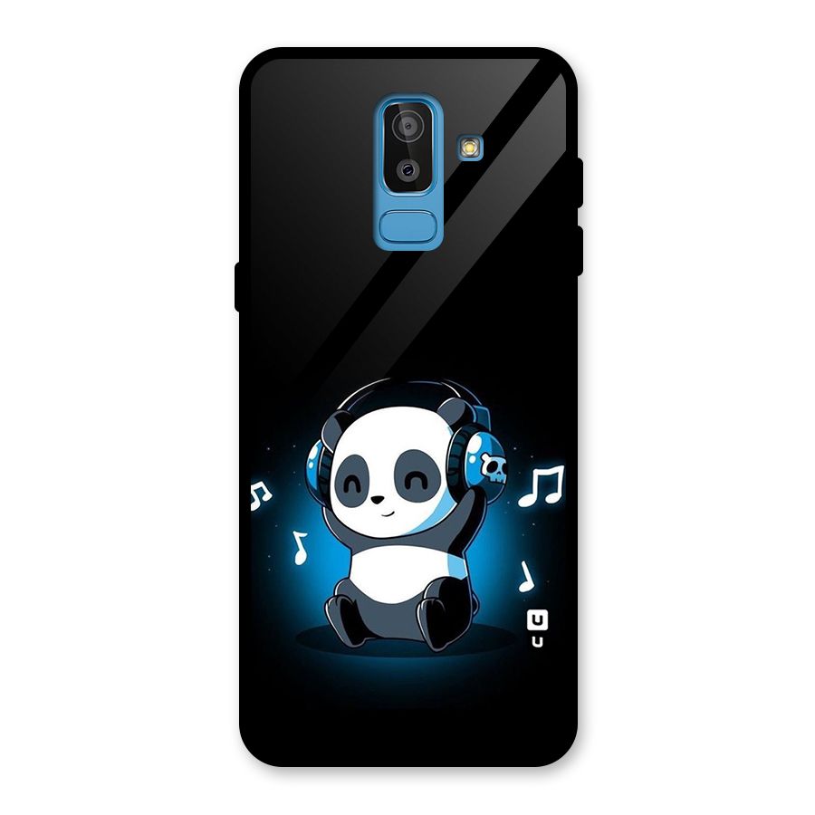 Adorable Panda Enjoying Music Glass Back Case for Galaxy J8