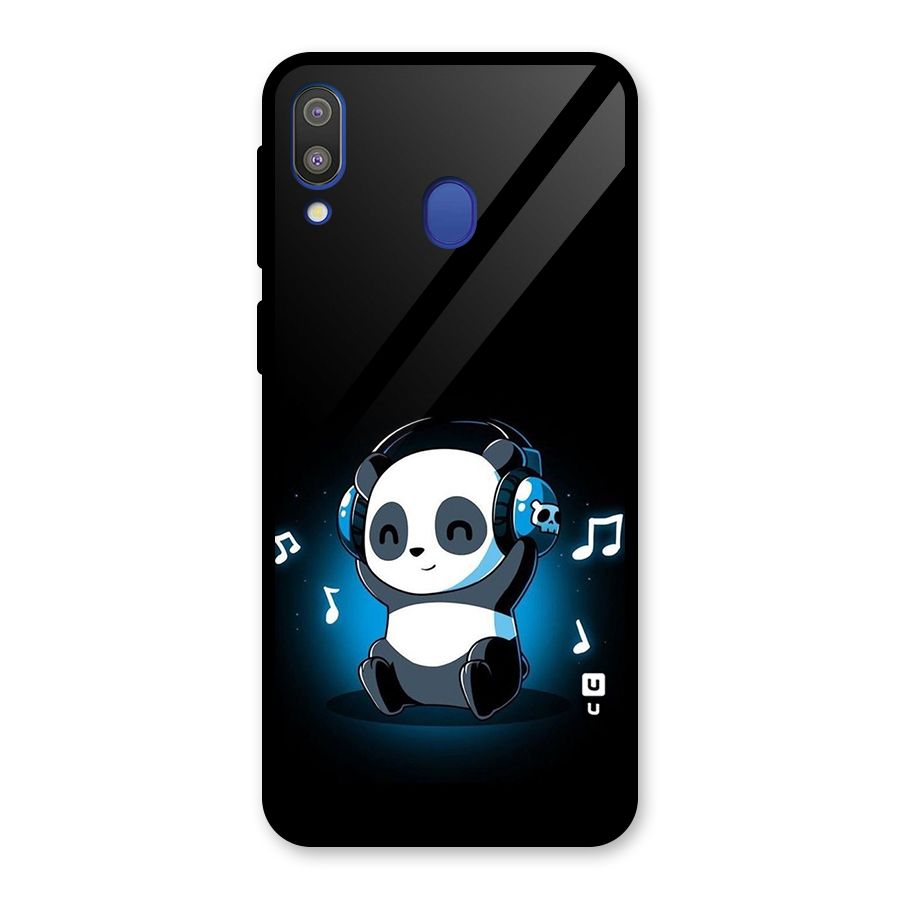 Adorable Panda Enjoying Music Glass Back Case for Galaxy M20