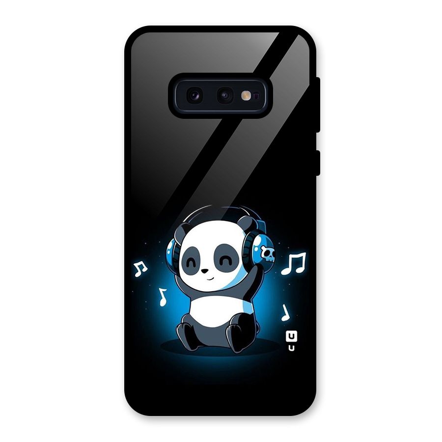 Adorable Panda Enjoying Music Glass Back Case for Galaxy S10e