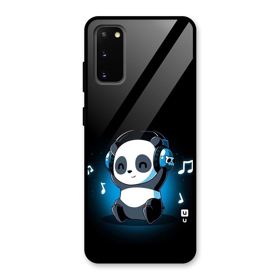 Adorable Panda Enjoying Music Glass Back Case for Galaxy S20