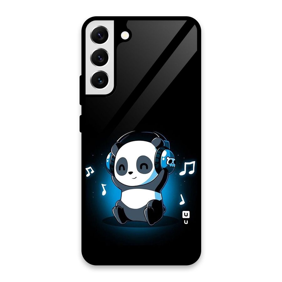 Adorable Panda Enjoying Music Glass Back Case for Galaxy S22 Plus 5G