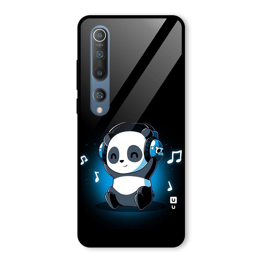 Adorable Panda Enjoying Music Glass Back Case for Mi 10
