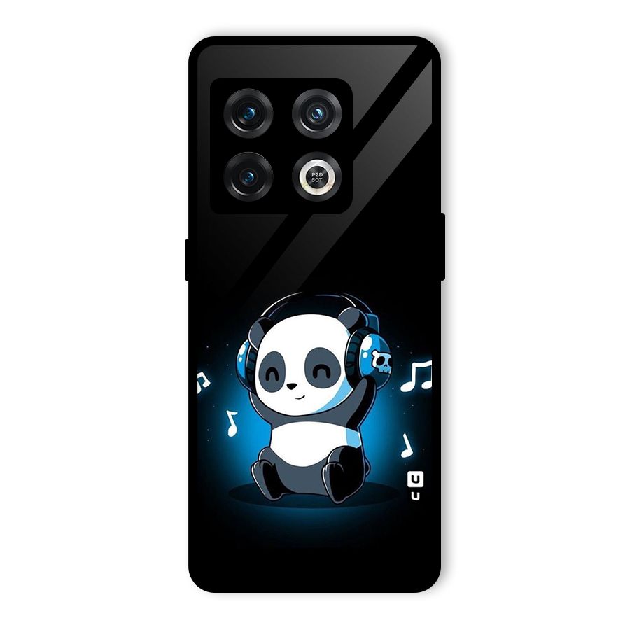 Adorable Panda Enjoying Music Glass Back Case for OnePlus 10 Pro 5G