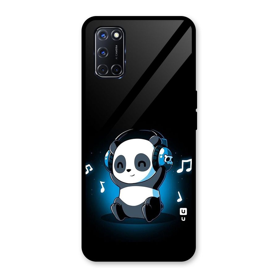 Adorable Panda Enjoying Music Glass Back Case for Oppo A52
