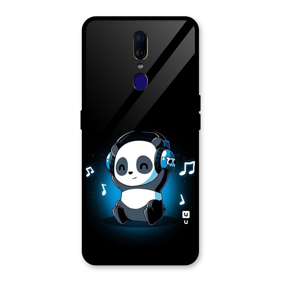 Adorable Panda Enjoying Music Glass Back Case for Oppo F11