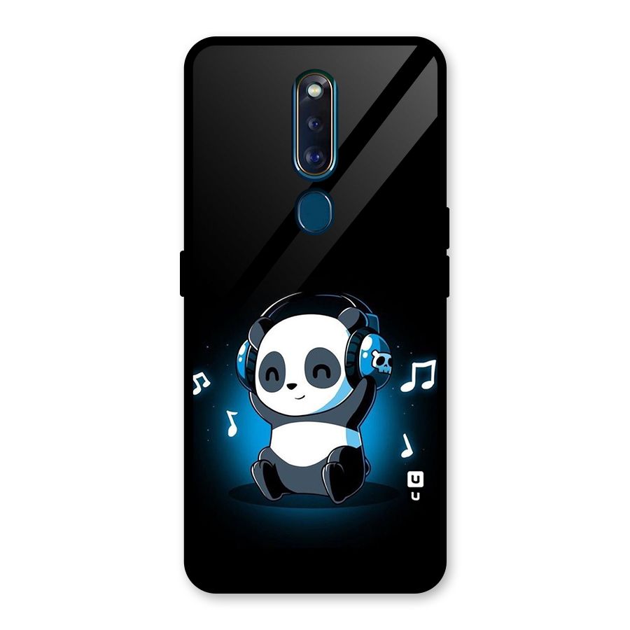 Adorable Panda Enjoying Music Glass Back Case for Oppo F11 Pro