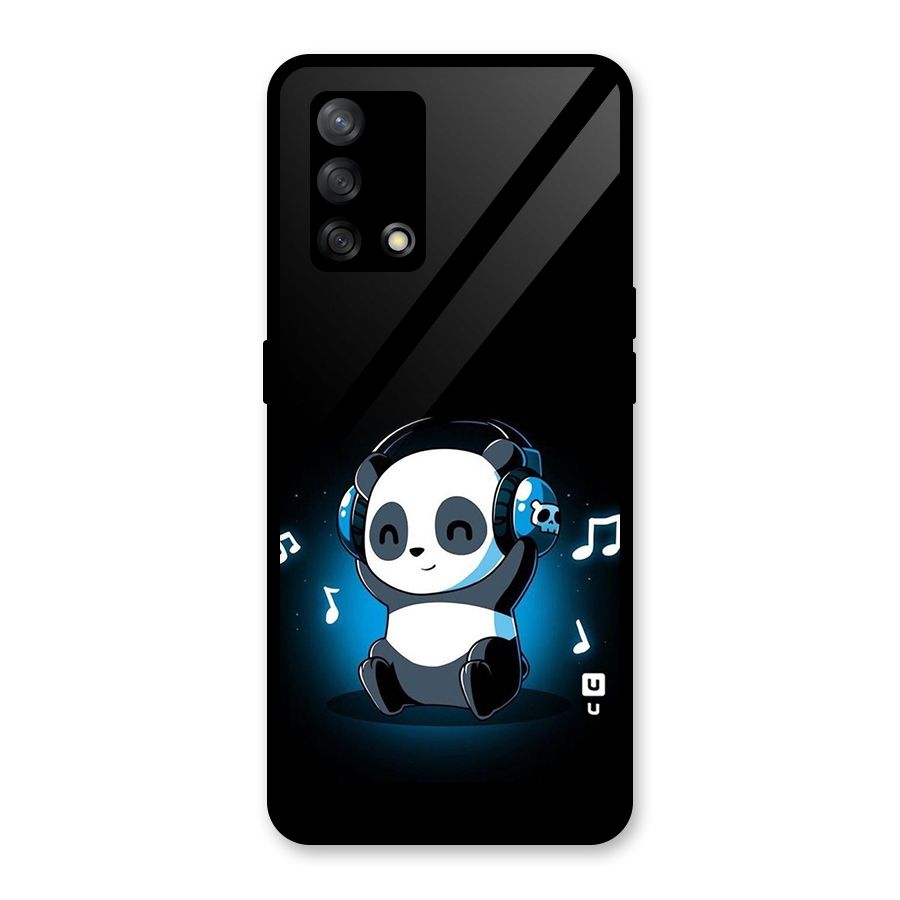 Adorable Panda Enjoying Music Glass Back Case for Oppo F19