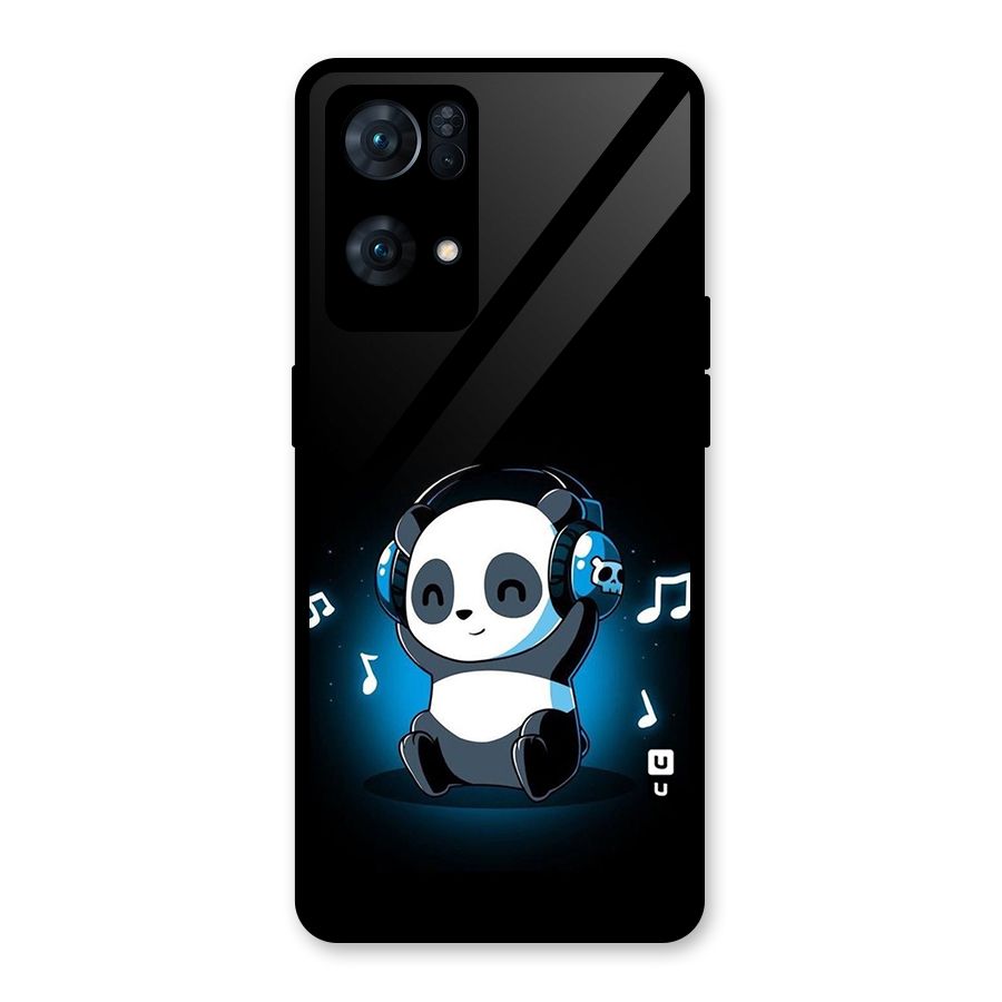 Adorable Panda Enjoying Music Glass Back Case for Oppo Reno7 Pro 5G