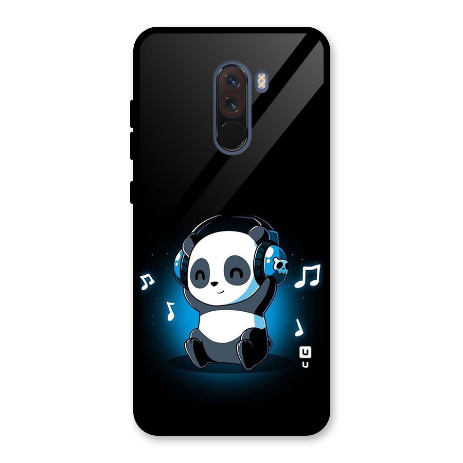 Adorable Panda Enjoying Music Glass Back Case for Poco F1
