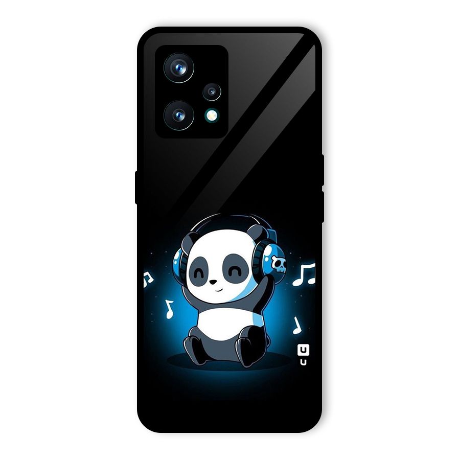 Adorable Panda Enjoying Music Glass Back Case for Realme 9