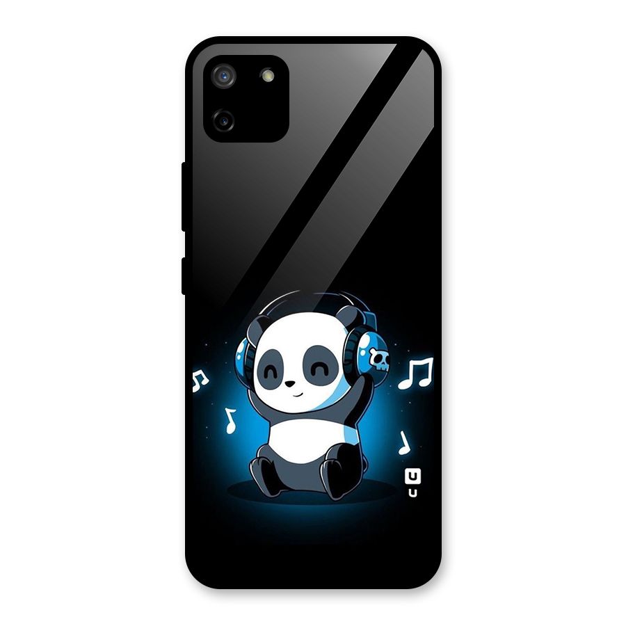 Adorable Panda Enjoying Music Glass Back Case for Realme C11