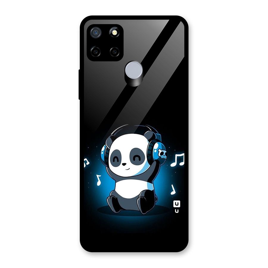 Adorable Panda Enjoying Music Glass Back Case for Realme C15