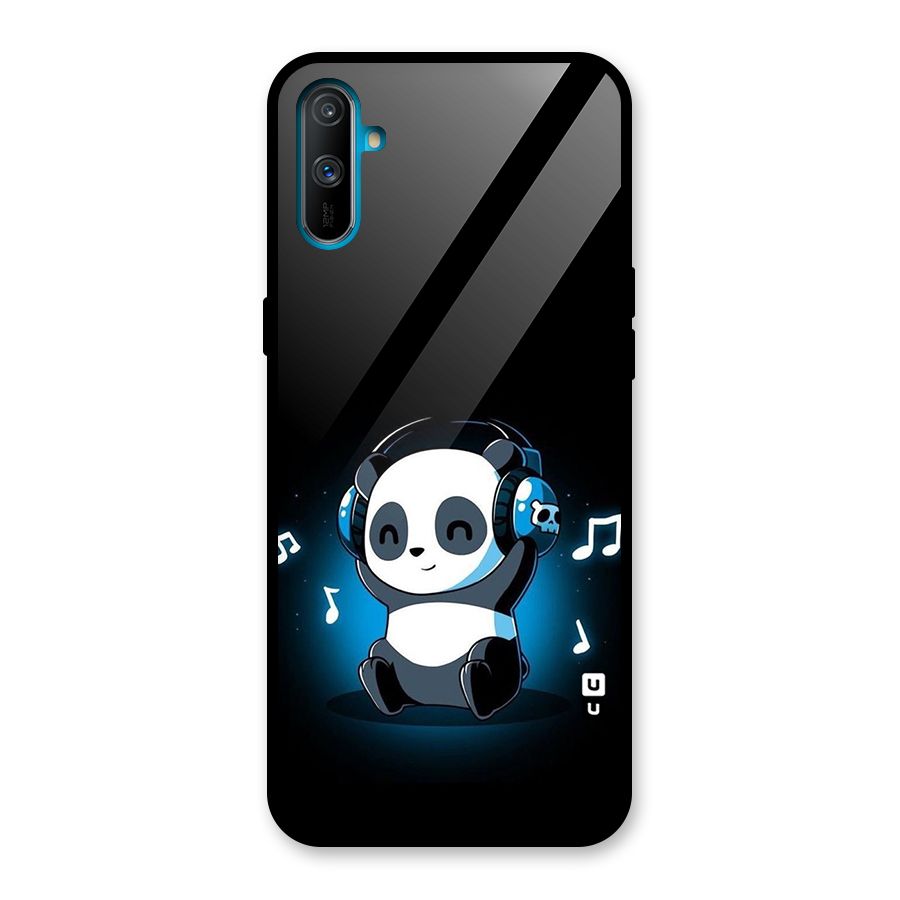 Adorable Panda Enjoying Music Glass Back Case for Realme C3
