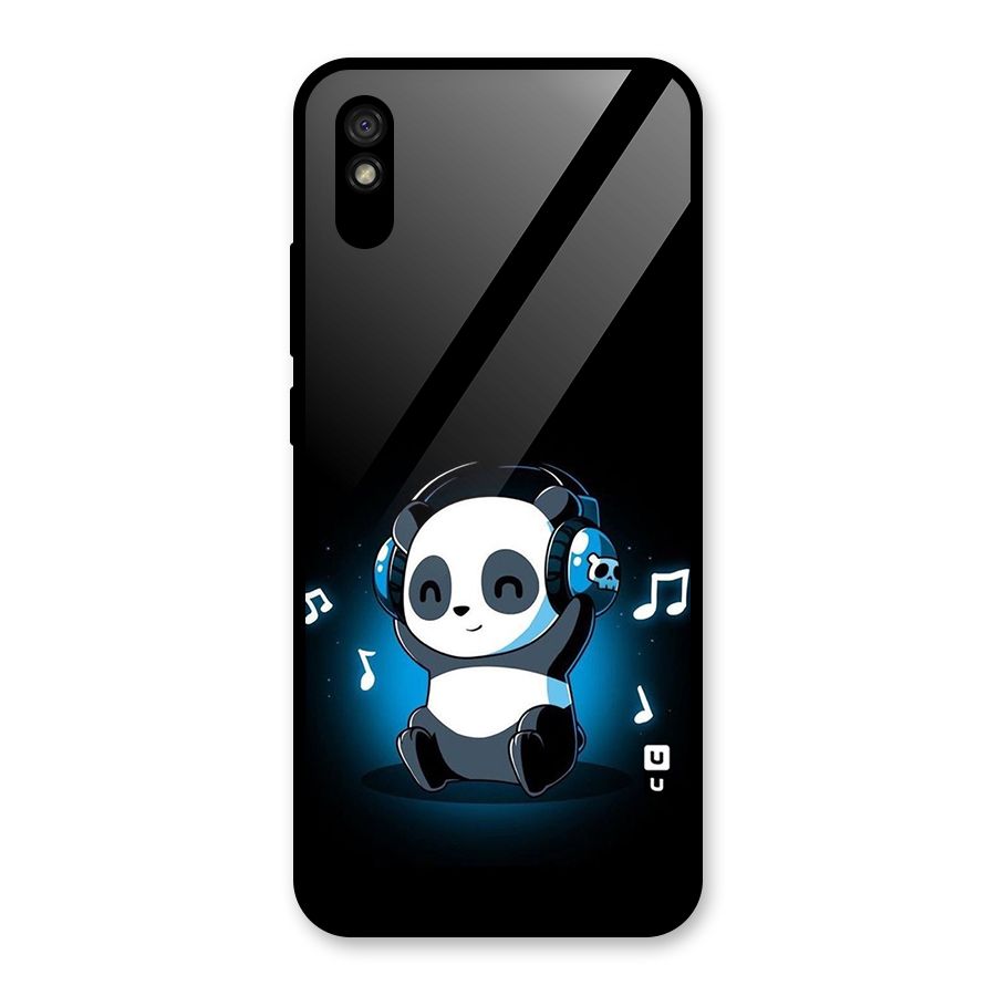 Adorable Panda Enjoying Music Glass Back Case for Redmi 9A