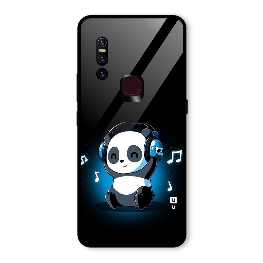 Adorable Panda Enjoying Music Glass Back Case for Vivo V15