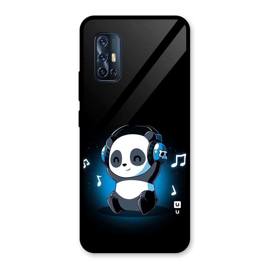 Adorable Panda Enjoying Music Glass Back Case for Vivo V17