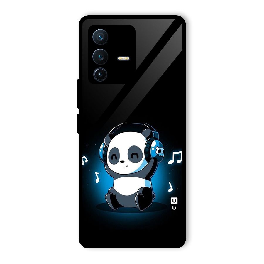 Adorable Panda Enjoying Music Glass Back Case for Vivo V23 Pro