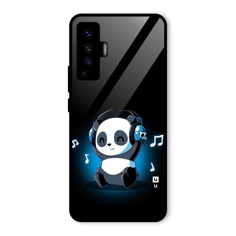 Adorable Panda Enjoying Music Glass Back Case for Vivo X50