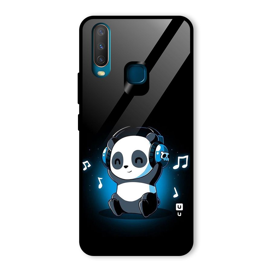 Adorable Panda Enjoying Music Glass Back Case for Vivo Y12