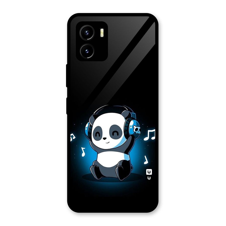 Adorable Panda Enjoying Music Glass Back Case for Vivo Y15s