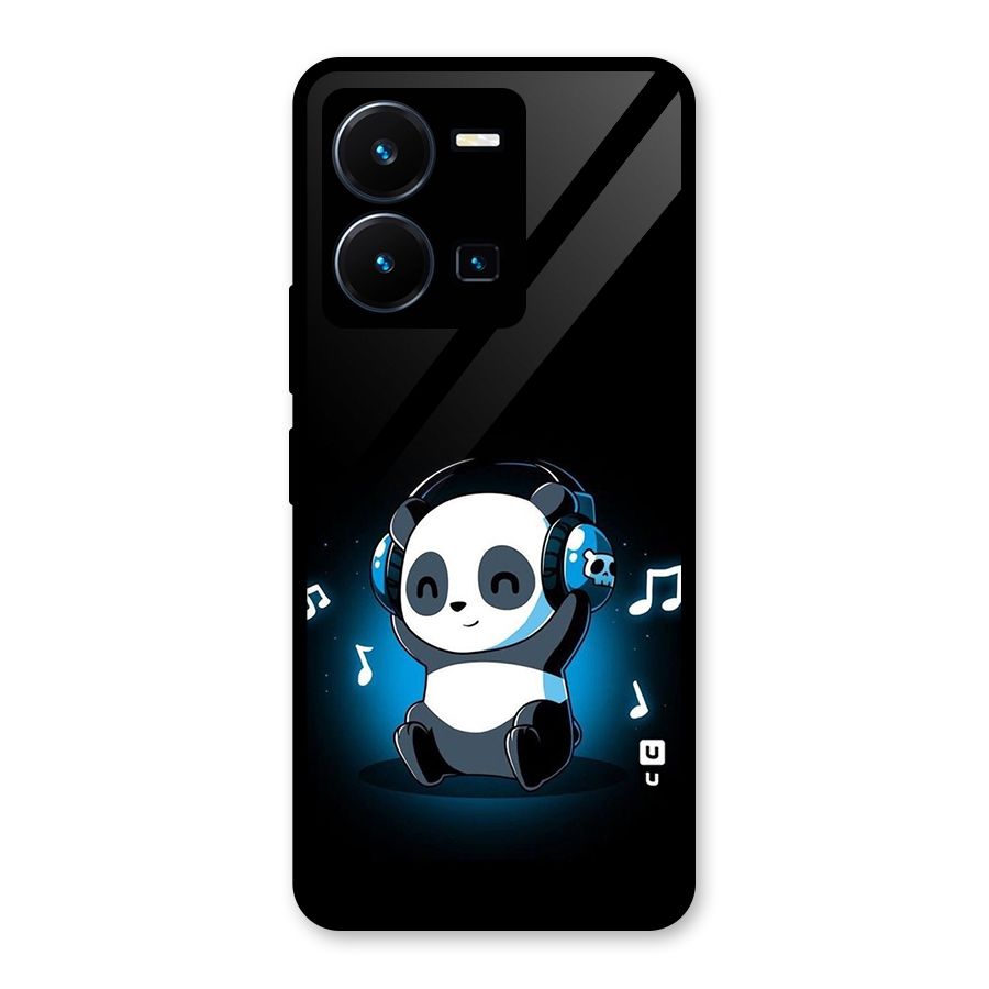 Adorable Panda Enjoying Music Glass Back Case for Vivo Y35