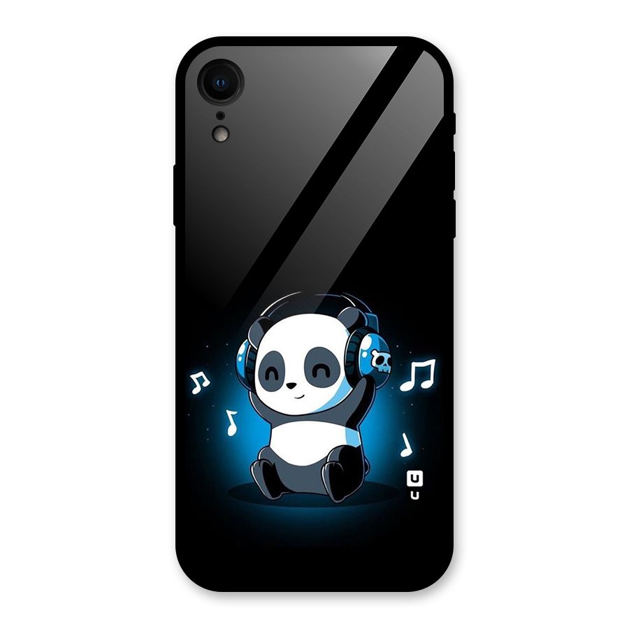 Adorable Panda Enjoying Music Glass Back Case for XR