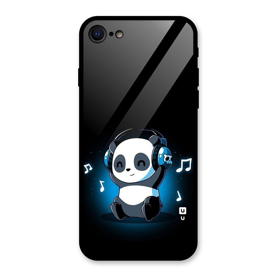 Adorable Panda Enjoying Music Glass Back Case for iPhone SE 2022