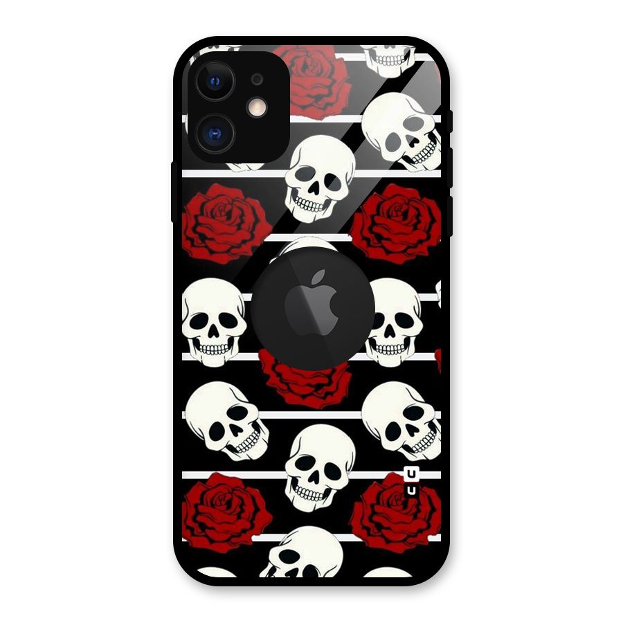 Adorable Skulls Glass Back Case for iPhone 11 Logo Cut