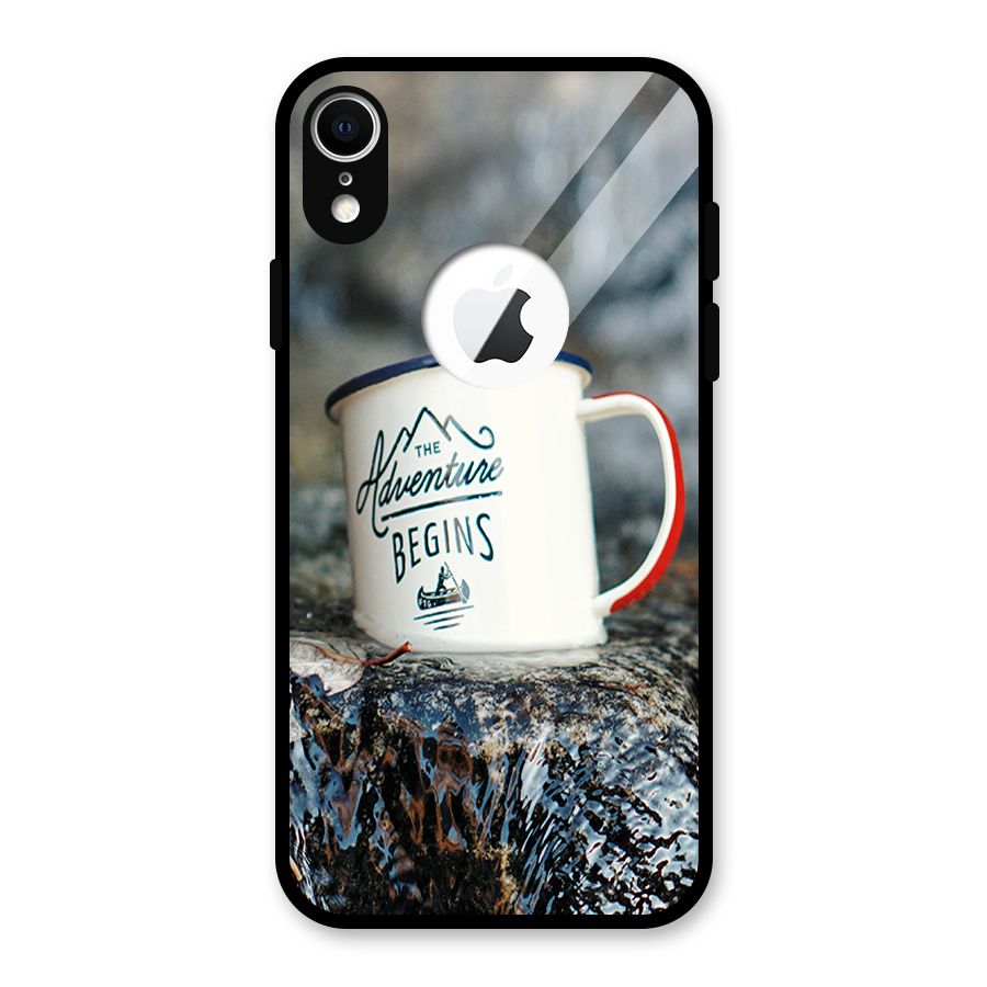 Adventure Begins Glass Back Case for iPhone XR Logo Cut