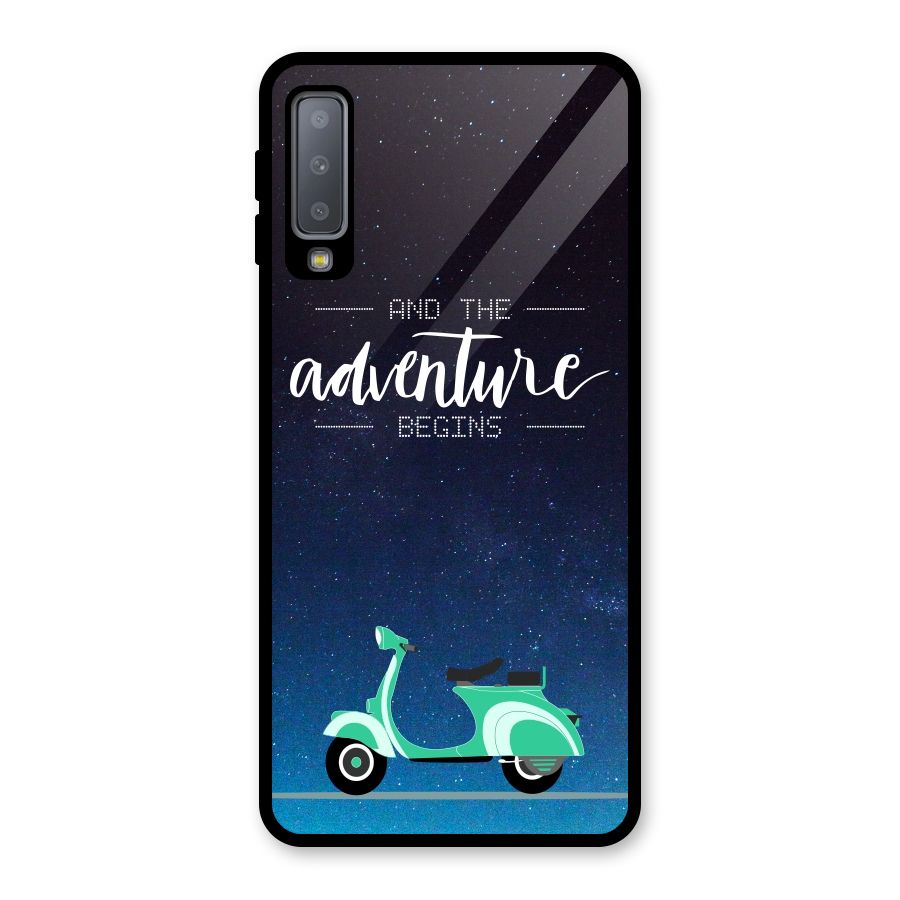 Adventure Scooter Glass Back Case for Galaxy A7 (2018)
