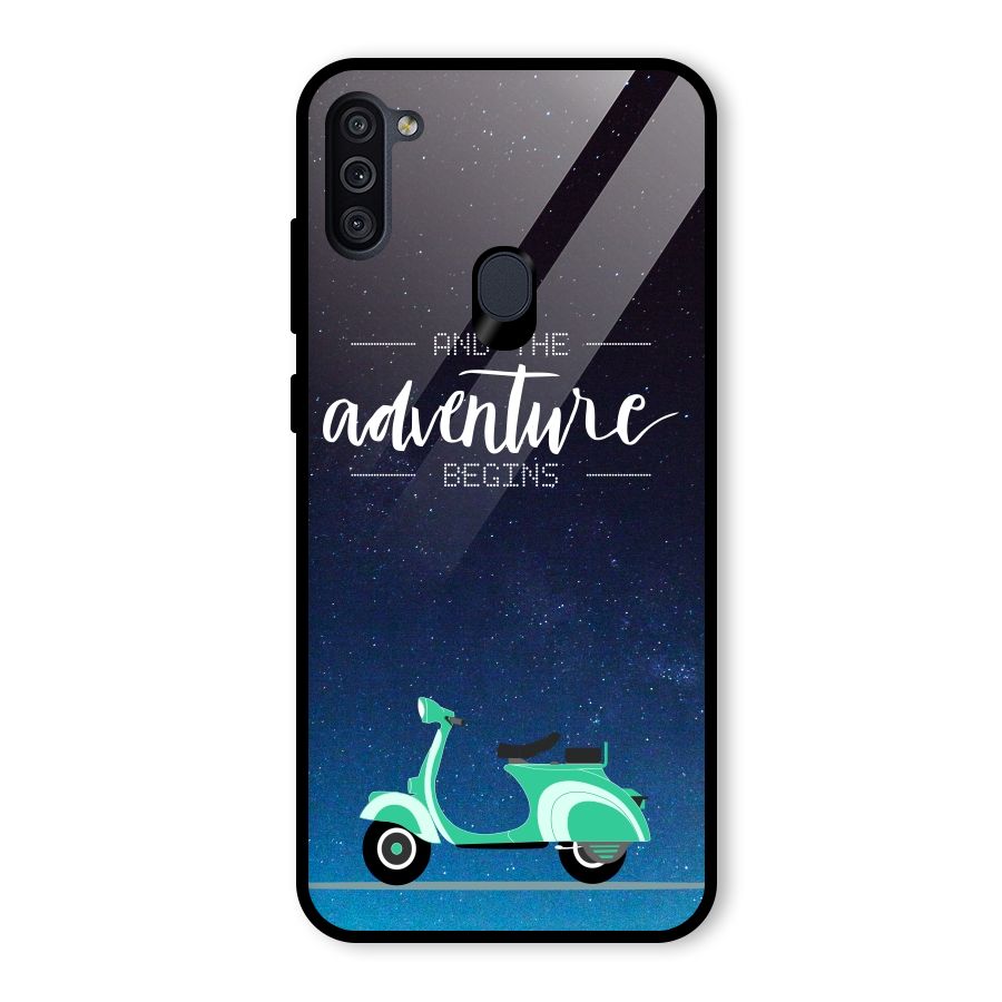 Adventure Scooter Glass Back Case for Galaxy M11
