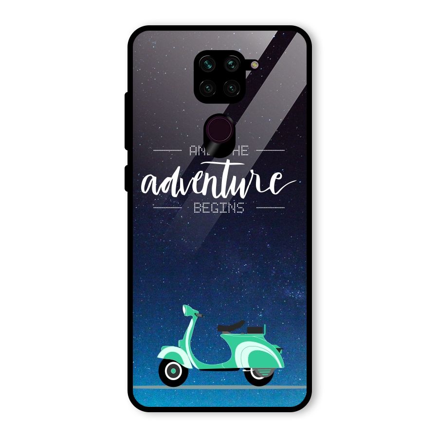 Adventure Scooter Glass Back Case for Redmi Note 9