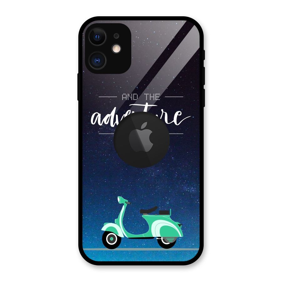 Adventure Scooter Glass Back Case for iPhone 11 Logo Cut