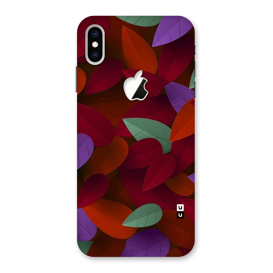 Aesthetic Colorful Leaves Back Case for iPhone XS Max Apple Cut