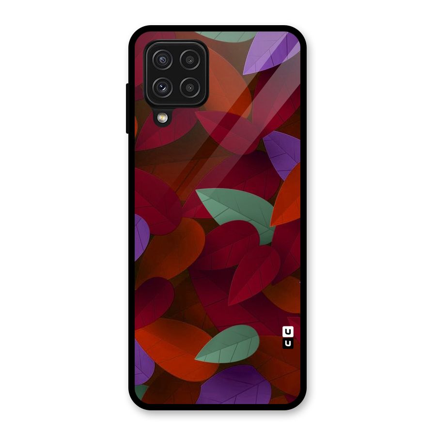 Aesthetic Colorful Leaves Glass Back Case for Galaxy A22 4G